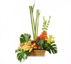 Arreglo Frutal & floral en canasta