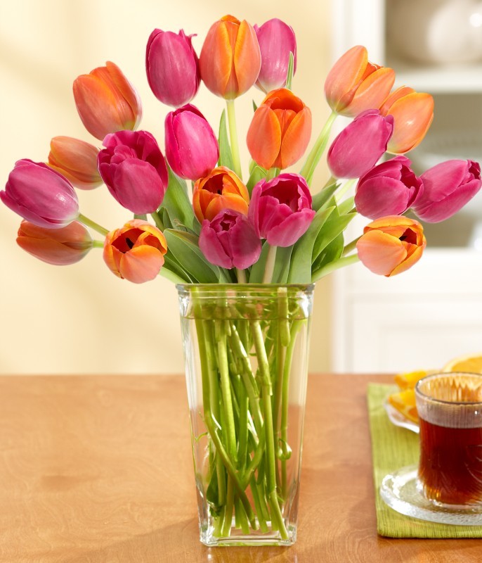 La Fleur Floreria - Envio el mismo dia: Ramo de Tulipanes Naranjas & Rosas