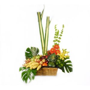 Arreglo Frutal & floral en canasta